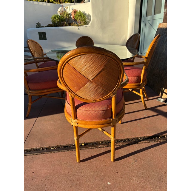 Classic McGuire Attributed Sheaves of Wheat Table and 6 McGuire Chairs For Sale - Image 9 of 9