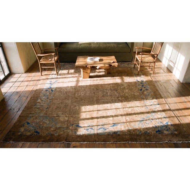 Wonderful Tan-Camel Background Color With Foliate Pattern Antique Chinese Peking Rug For Sale - Image 10 of 10