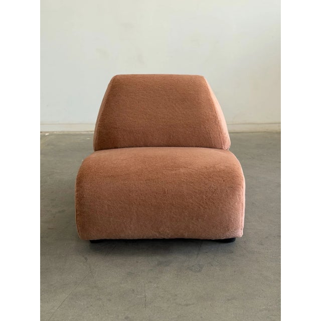 Contemporary Isosceles Lounge Chair in Pink Mohair For Sale - Image 3 of 11