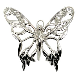 Late 20th Century John Hardy Estate Ladies Butterfly Brooch & Scarf Clip Rhodium Plated For Sale