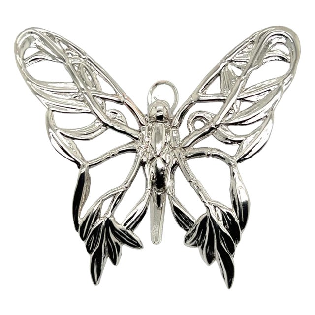 Late 20th Century John Hardy Estate Ladies Butterfly Brooch & Scarf Clip Rhodium Plated For Sale
