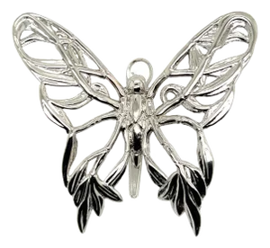 Late 20th Century John Hardy Estate Ladies Butterfly Brooch & Scarf Clip Rhodium Plated