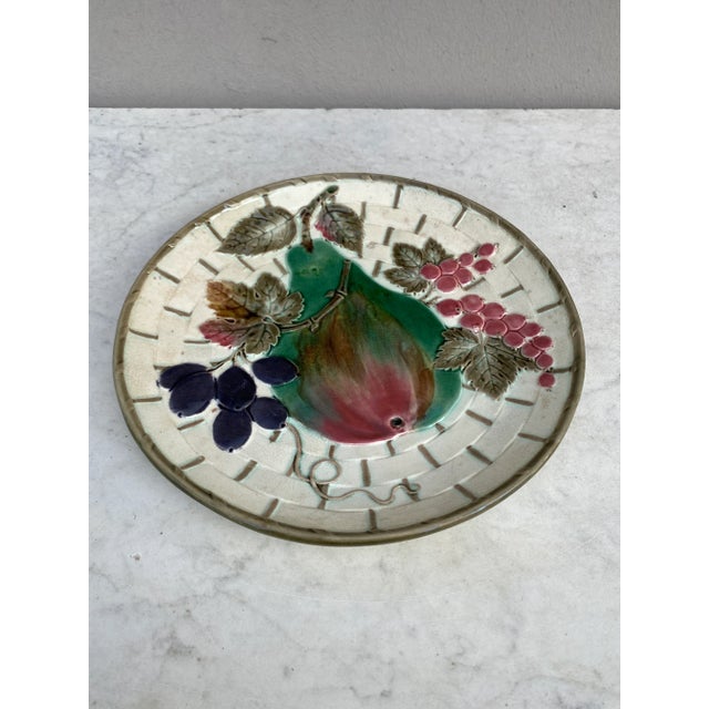 Victorian 19th Century Victorian Majolica Pear Fruit Plate Wedgwood For Sale - Image 3 of 6