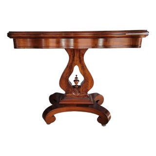 Empire Game / Card Table Flame Mahogany 19th Century For Sale