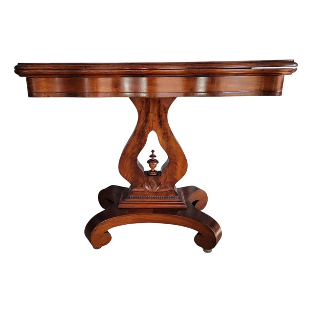 Empire Game / Card Table Flame Mahogany 19th Century For Sale