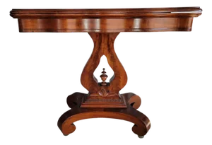 Empire Game / Card Table Flame Mahogany 19th Century