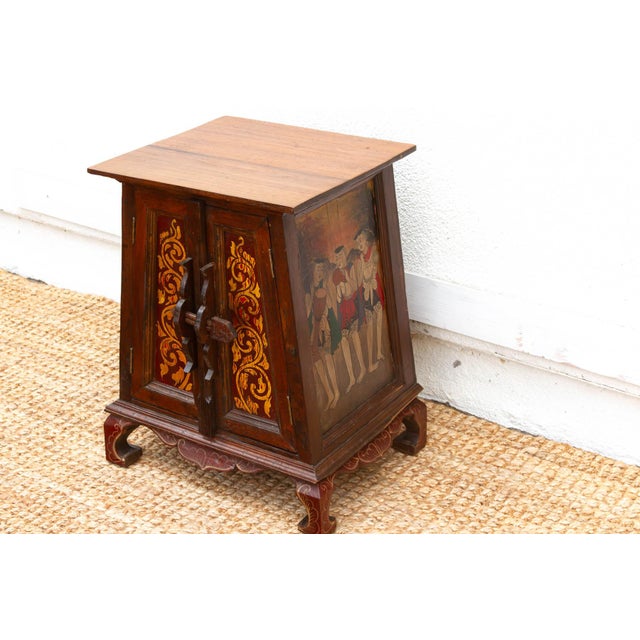 19th Century Small Mid-20th Century Hand Painted Thai Cabinet For Sale - Image 5 of 9