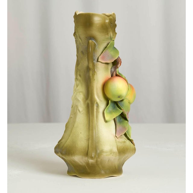 Art Nouveau Julius Strnact Majolica Vase With Green Apples, Bohemia For Sale In San Francisco - Image 6 of 7