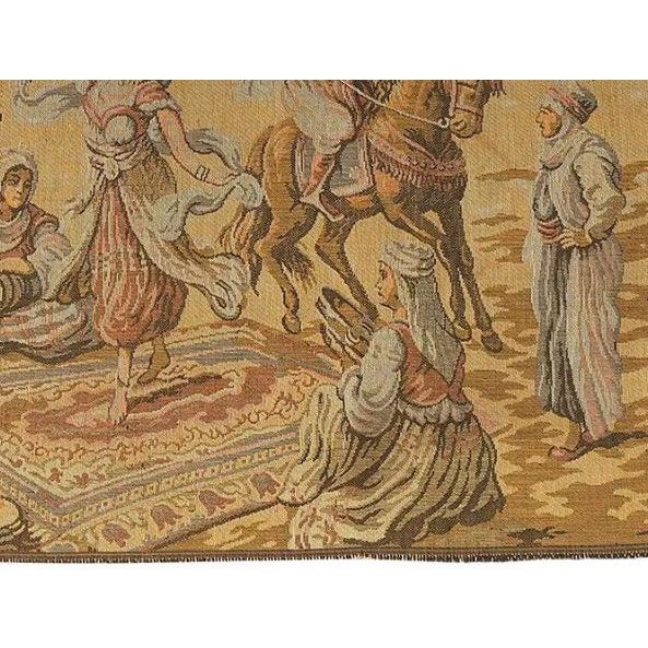 Tan Vintage Mid-Century Orientalist Woven Tapestry – "The Bazaar Dancer" For Sale - Image 8 of 12