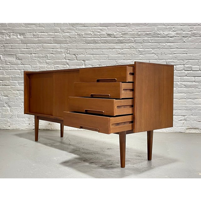 Mid Century Modern Styled Handmade Teak Credenza | Danish Media Stand Sideboard For Sale - Image 10 of 12