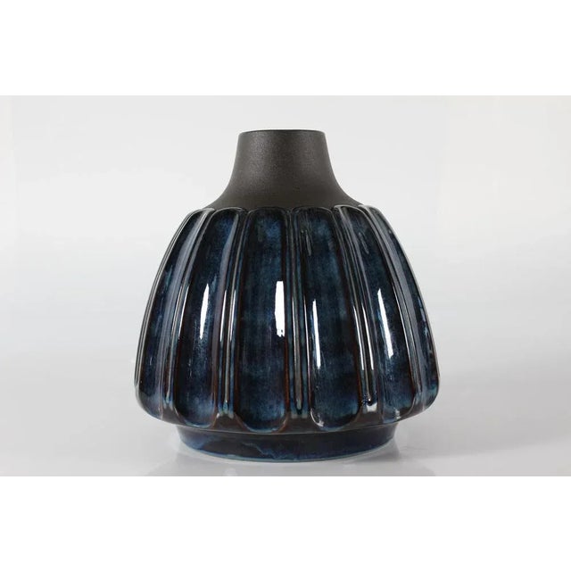 Large Danish Floor Vase with Blue Glossy Glaze by Einar Johansen for Søholm, 1960s For Sale - Image 11 of 11