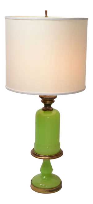 Gino Cenedese Jade Green Murano Glass & Brass Table Lamp Art Deco Italy, 1950