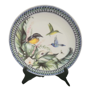 Vintage Heinen Delfts Blaum Hummingbird Floral Platter Decorative Wall Plate