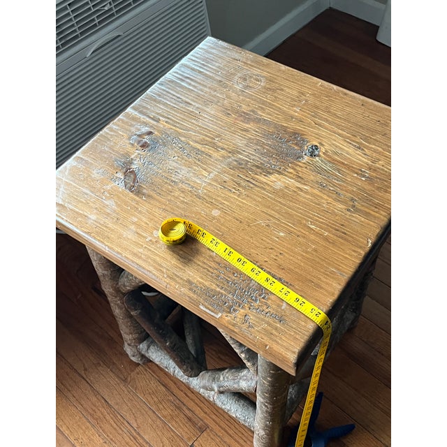 1980s Adirondack / Folk Art Theme, Rustic Log Accent Table, Cabin Lodge Log & Twig Side Table. White Pine & Birch For Sale In Denver - Image 6 of 12