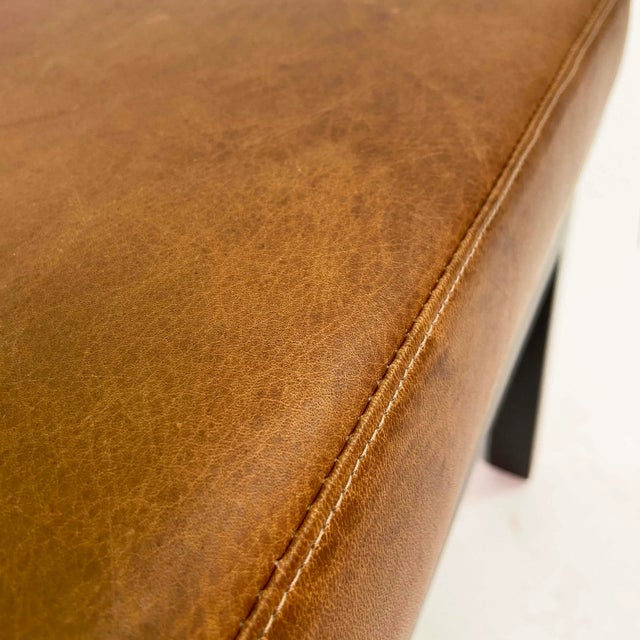 2020s Classic Low Stools in Brown Leather, Pair For Sale - Image 5 of 5
