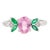 Genuine Pink Sapphire and Emerald Flower Ring in 14Karat White Gold Size 7 For Sale