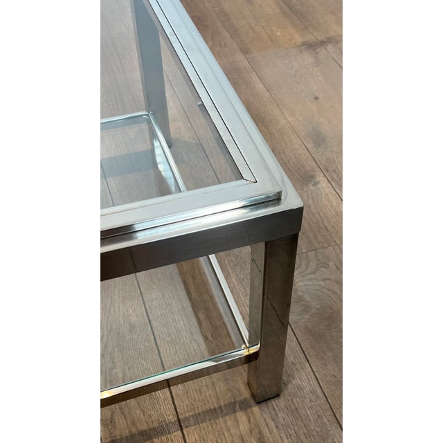 Large Chrome Coffee Table. French Work. Circa 1970 For Sale - Image 9 of 15