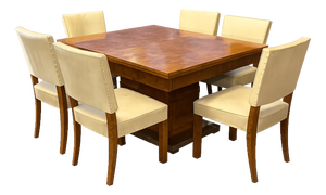 Art Deco Dining Table and Chairs in Birds-Eye Maple, 1920s, Set of 9