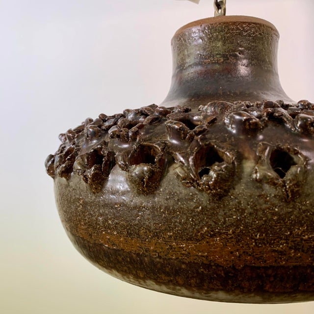 Brown 1970s Stoneware Light Fixture by Aksel Larsen for Axella (Denmark) For Sale - Image 8 of 11