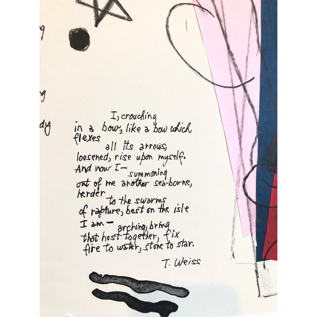 Matt Phillips Matt Phillips, Ariadne, Poem, Mixed Media Abstract Modernist Colorful Collage Lithograph Print, 1987 For Sale - Image 4 of 14