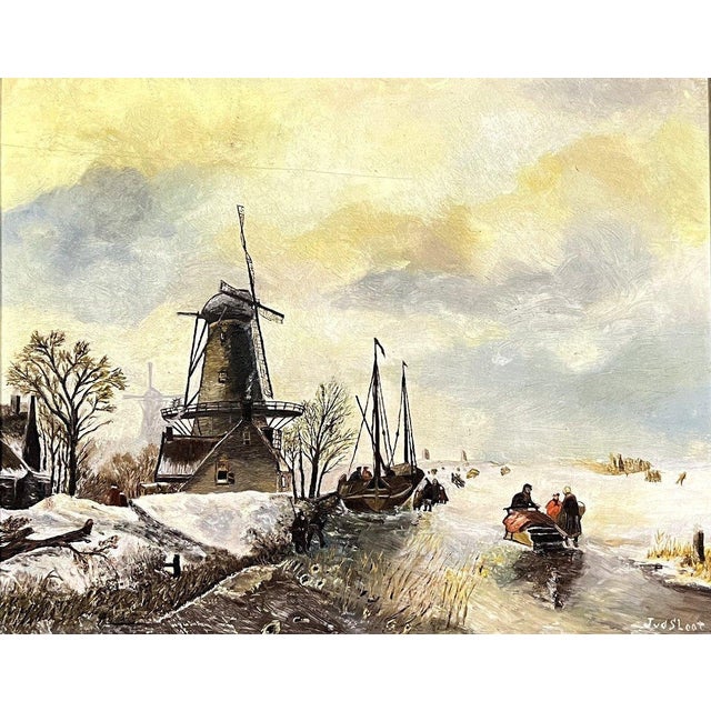 Jentje Van Der Sloot, Winter Landscape, 1960s, Oil on Panel For Sale - Image 3 of 7