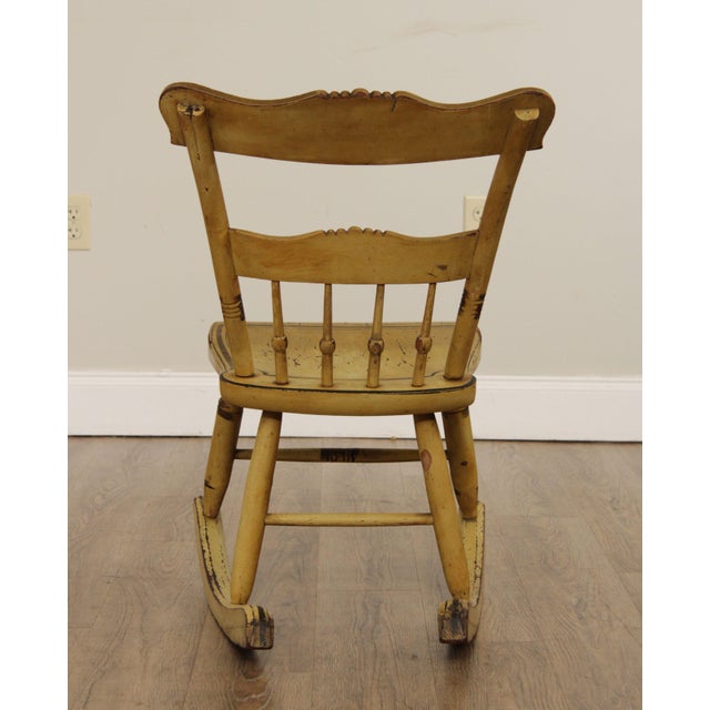 Wood Antique 19tth Century Hand Painted Childs Rocking Chair For Sale - Image 7 of 12