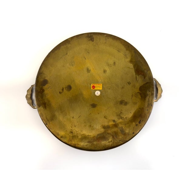 Metal Vintage Brass Gallery Tray With Pierced Rim and Ornate Handles For Sale - Image 7 of 8