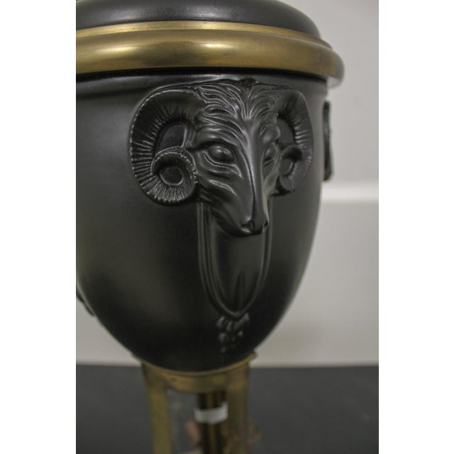 Chapman Manufacturing Company Chapman Brass Rams Head Urn Table Lamp For Sale - Image 4 of 11