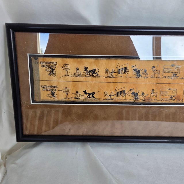 An exceptionally scarce 1933 NIC Projector Corp. "Galloping Dominoe" projector cartoon roll, professionally framed for...
