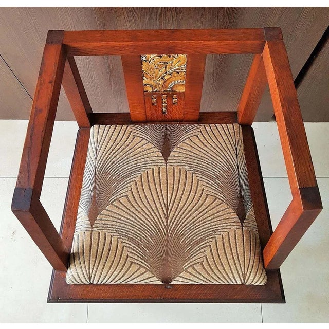 French Art Deco Oak Desk Chair, 1930s For Sale - Image 4 of 18