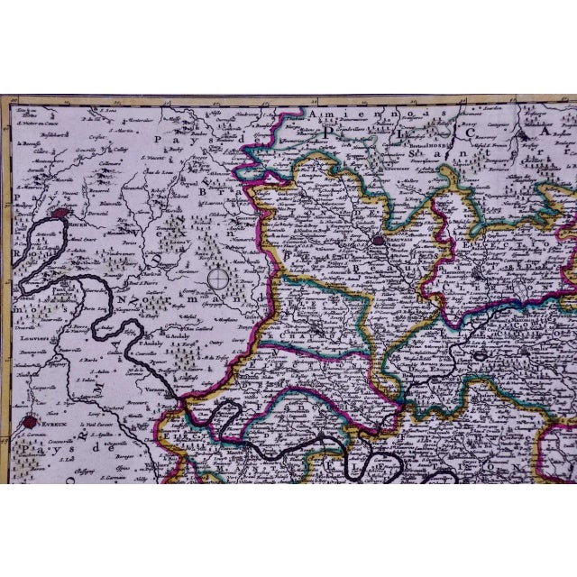 l'Isle De France: A Hand-Colored 17th Century Map by De Wit, 1680 For Sale - Image 4 of 9