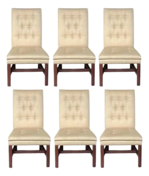 Ralph Lauren High Back Tufted Dining Chairs, Set of 6