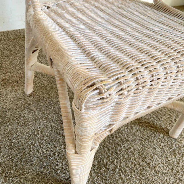 Boho Chic White Washed Wicker Rattan Side Chairs - a Pair For Sale - Image 9 of 10