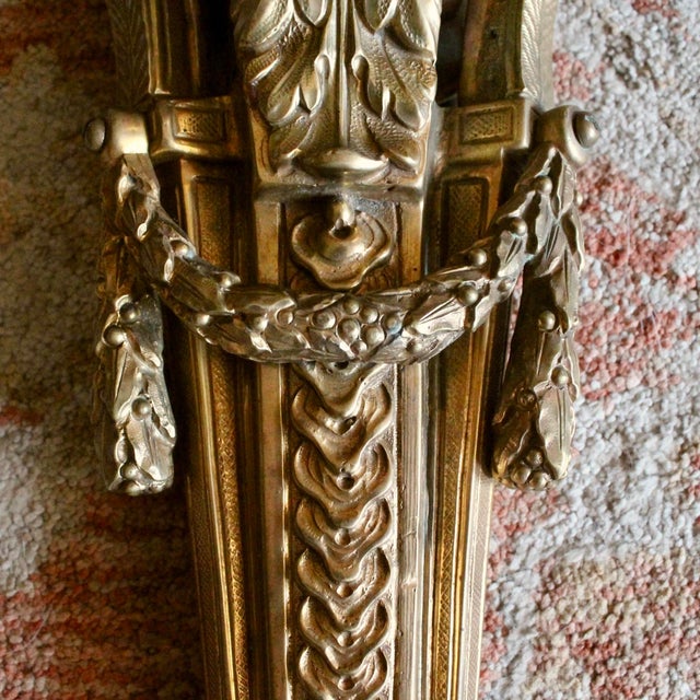 Pair of Louis XVI Style Gilt Bronze Sconces For Sale - Image 6 of 15