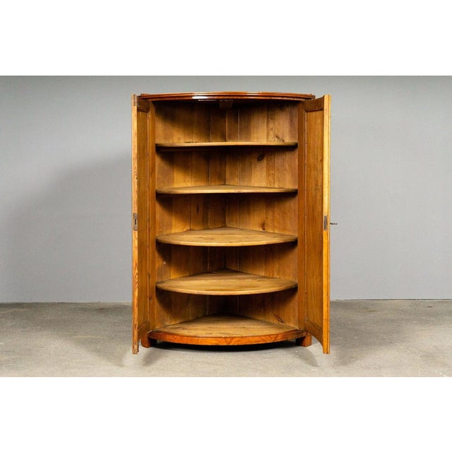 19th Century Biedermeier Corner Cabinet in Birch For Sale - Image 3 of 18