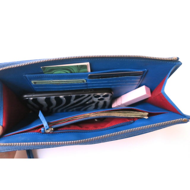 Chanel Handbag Clutch Leather With Wrist Strap, Cobalt Blue, Circa 2010s For Sale - Image 9 of 15