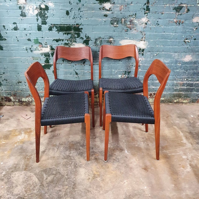 J.L. Møllers Møbelfabrik Vintage Niels Moller Teak Dining Chairs Model 71 - Set of 4 For Sale - Image 4 of 8