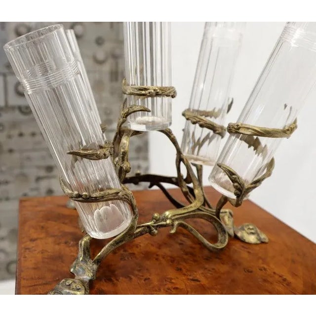 Art Nouveau 5 Branches Center Piece Cut Glass Vases For Sale - Image 11 of 13