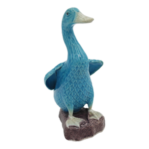 Early 20th Century Turquoise Chinese Porcelain Goose Figurine