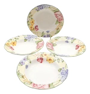 Jessica McClintock Christina Rimmed Soup Bowls – Set of 4 Westbury Court Floral China