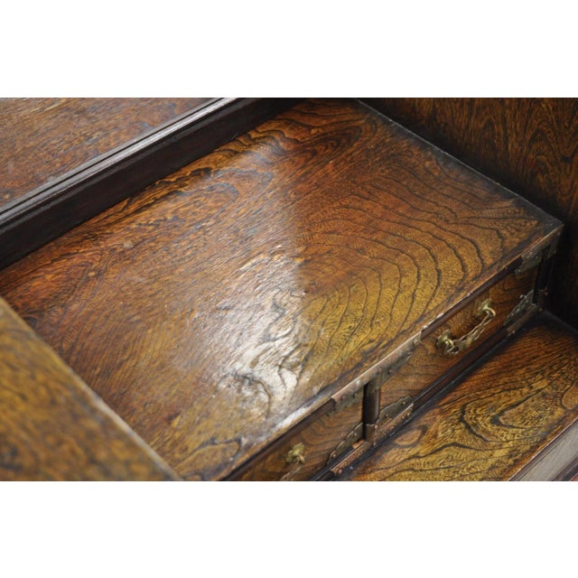 Brown Antique Japanese Wood & Brass Small Low Kyodai Vanity Dressing Table With Mirror For Sale - Image 8 of 18