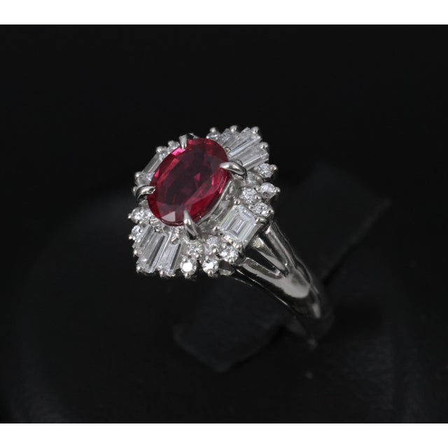 Late 20th Century Gia Certified Ruby & 0.54ct Diamond Platinum Ring, Size 4.75 For Sale - Image 16 of 18