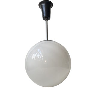 Danish Bauhaus White Opaline Glass Globe Pendant Lamp from Lyfa, 1930s For Sale