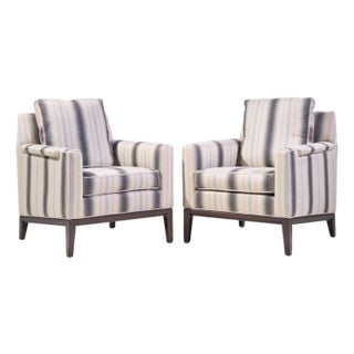 Edward Wormley for Dunbar Mid Century Mahogany Lounge Chairs - Pair For Sale