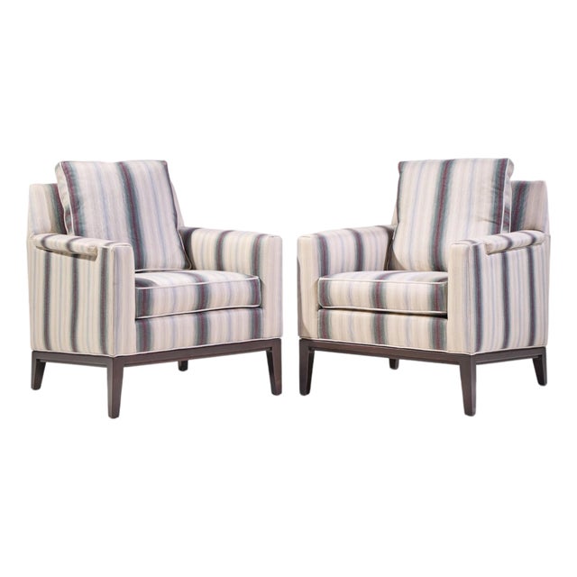 Edward Wormley for Dunbar Mid Century Mahogany Lounge Chairs - Pair For Sale