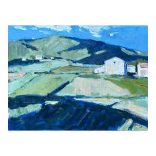 Blue Shadows Across the Fields - Original Oil Painting Farmscape For Sale
