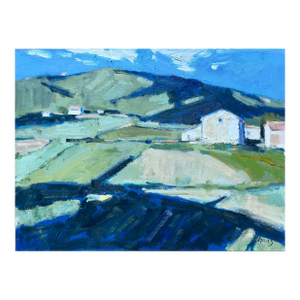 Blue Shadows Across the Fields - Original Oil Painting Farmscape