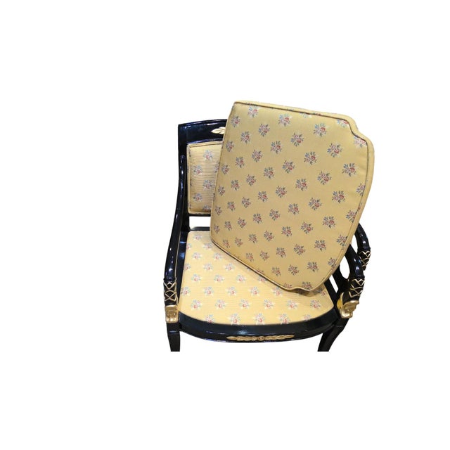 Wood Late 20th Century Ebonized and Gilt Salon Chairs- Set of 2 For Sale - Image 7 of 10