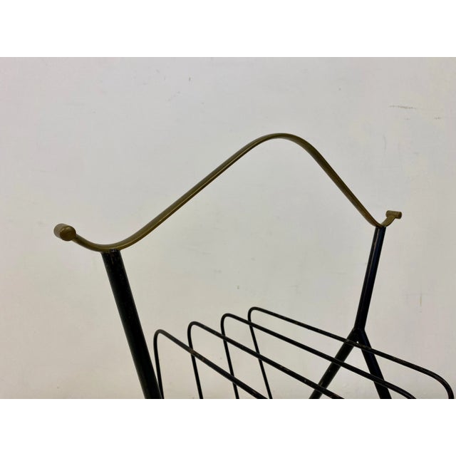 Black Italian Black Metal & Brass Magazine Rack, 1960s For Sale - Image 8 of 13