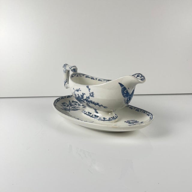 Carmen Gravy Boat in Blue Earthenware from Sarreguemines, 1875-1900 For Sale - Image 13 of 13